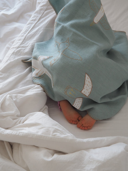 Bébé Oiseau en Lin Bio Couverture Enfant
