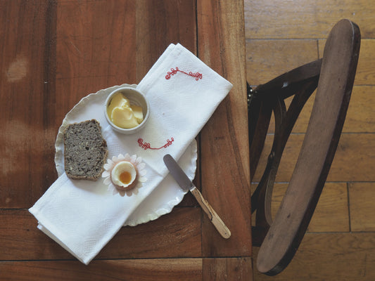 Embroidered Rose Napkin