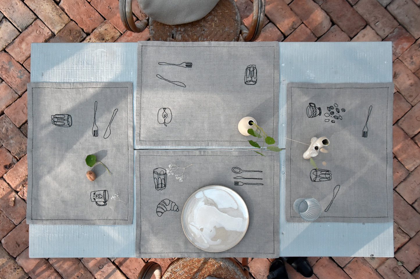 Petit Dej Sets de Table Noir Lot de 4