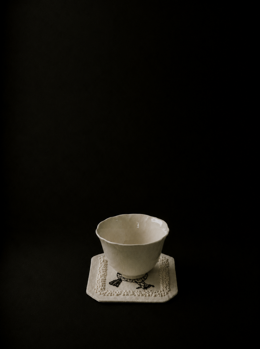 Petits rituels N°1 - sous-verre textile brodé