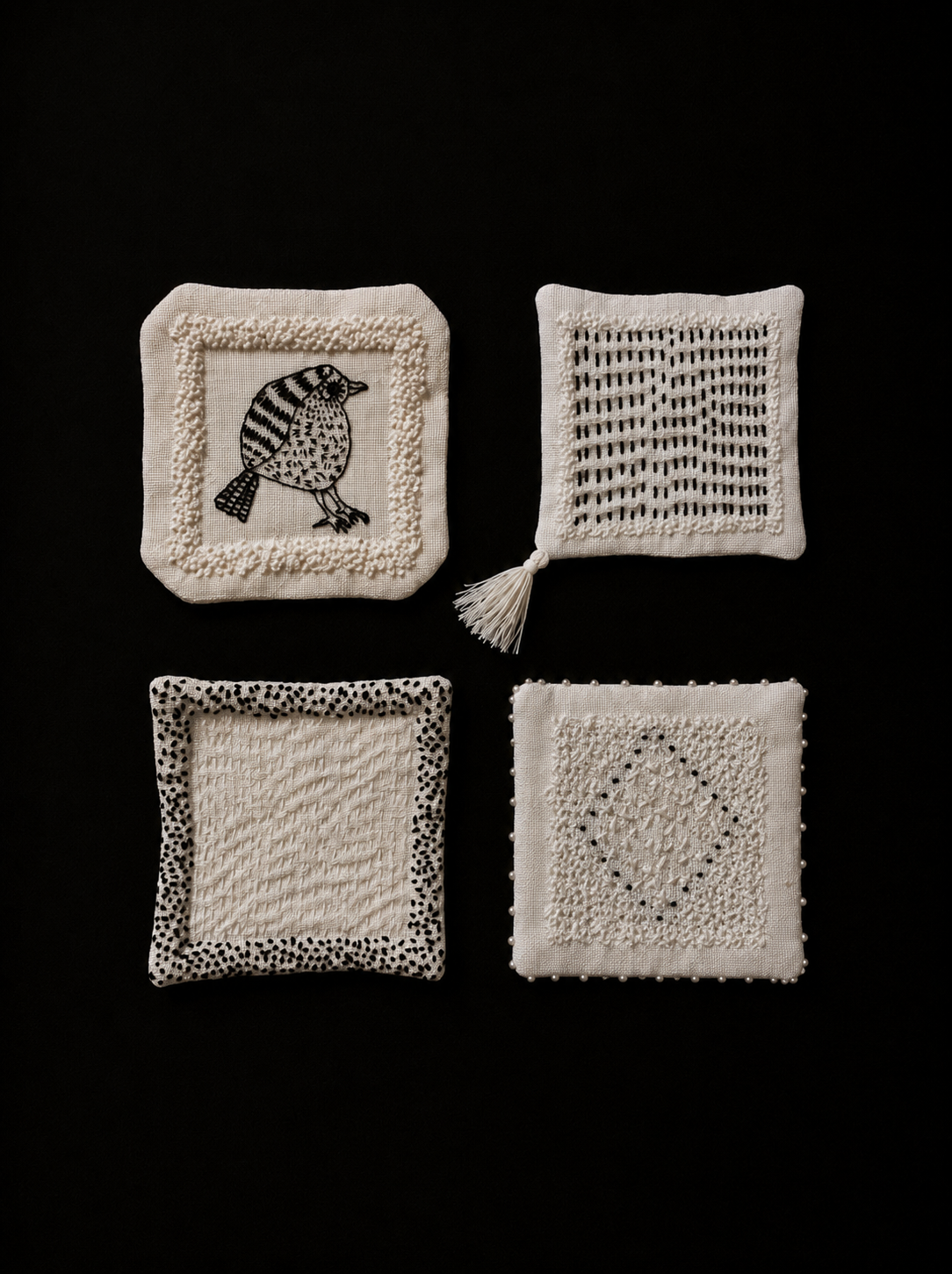 Petits rituels N°1 - sous-verre textile brodé
