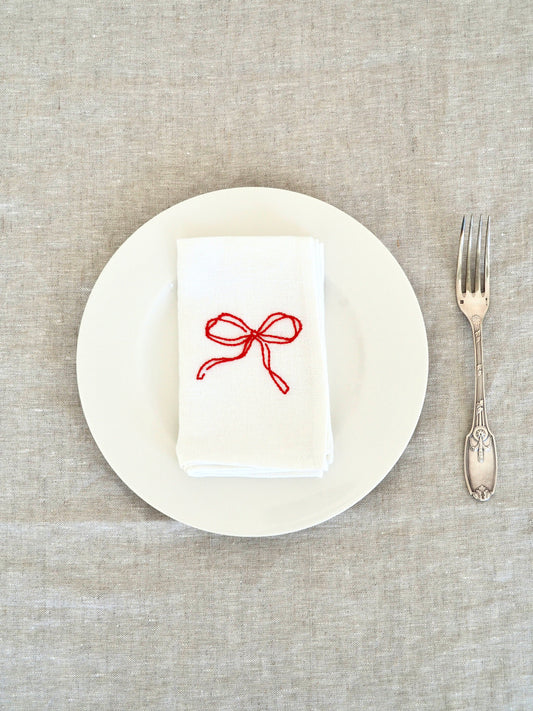 Embroidered Bow Napkin