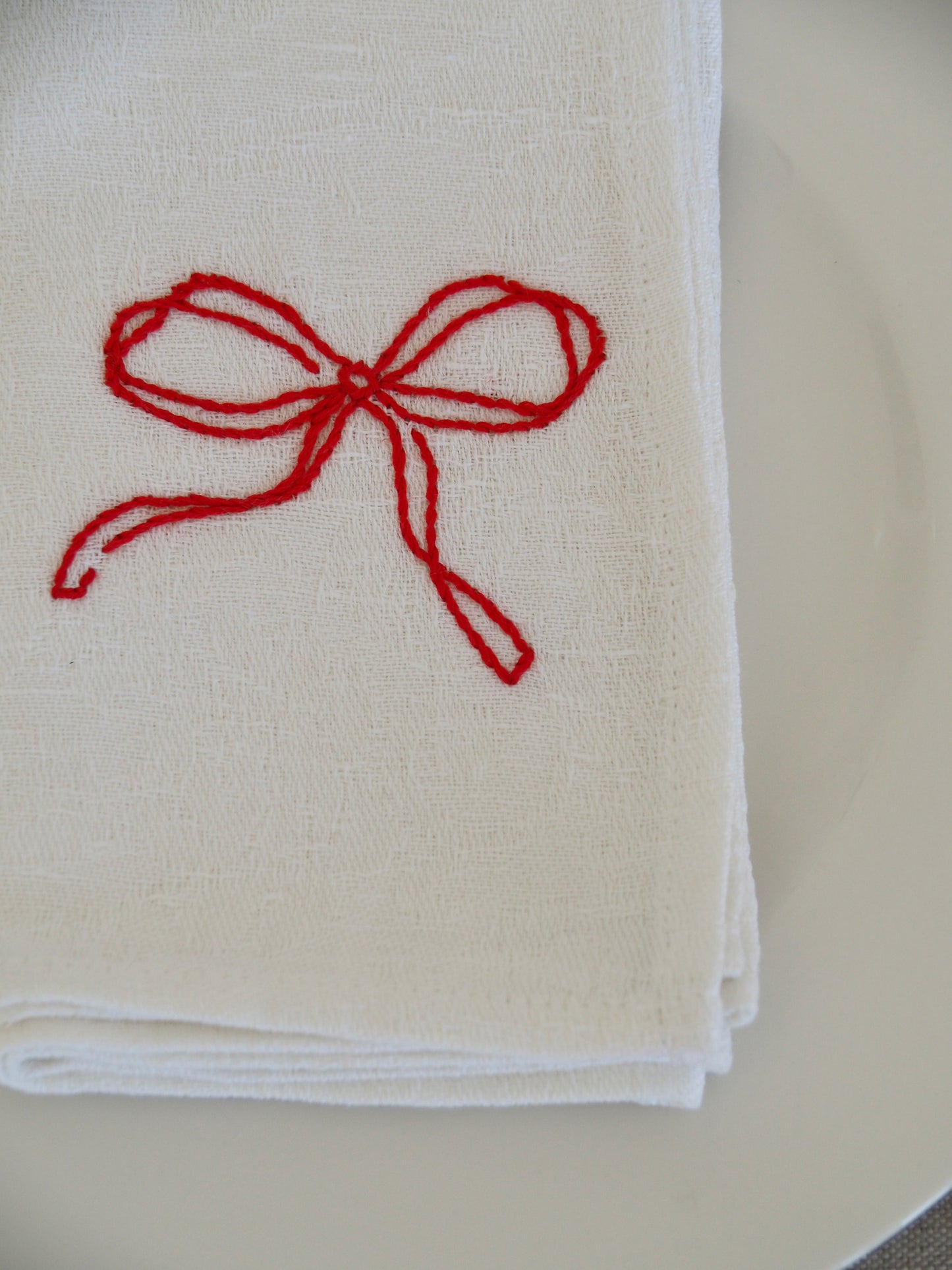 Embroidered Bow Napkin