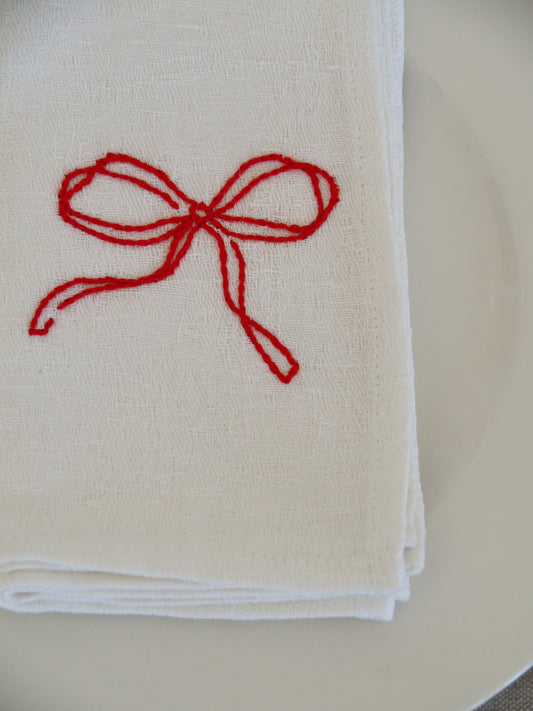 Embroidered Bow Napkin