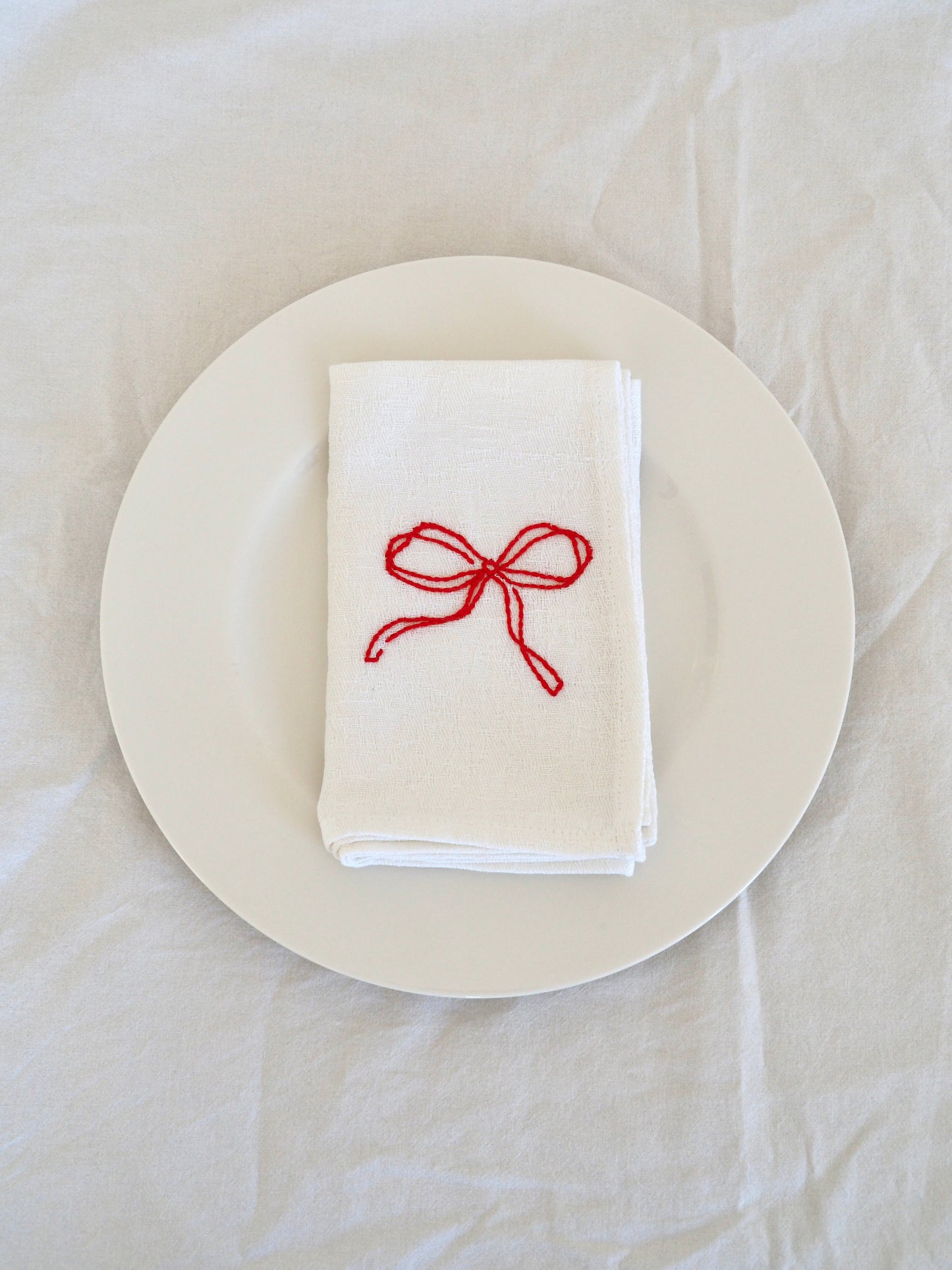 Embroidered Bow Napkin