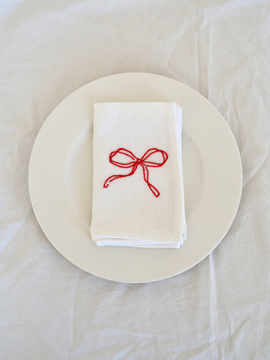 Embroidered Bow Napkin