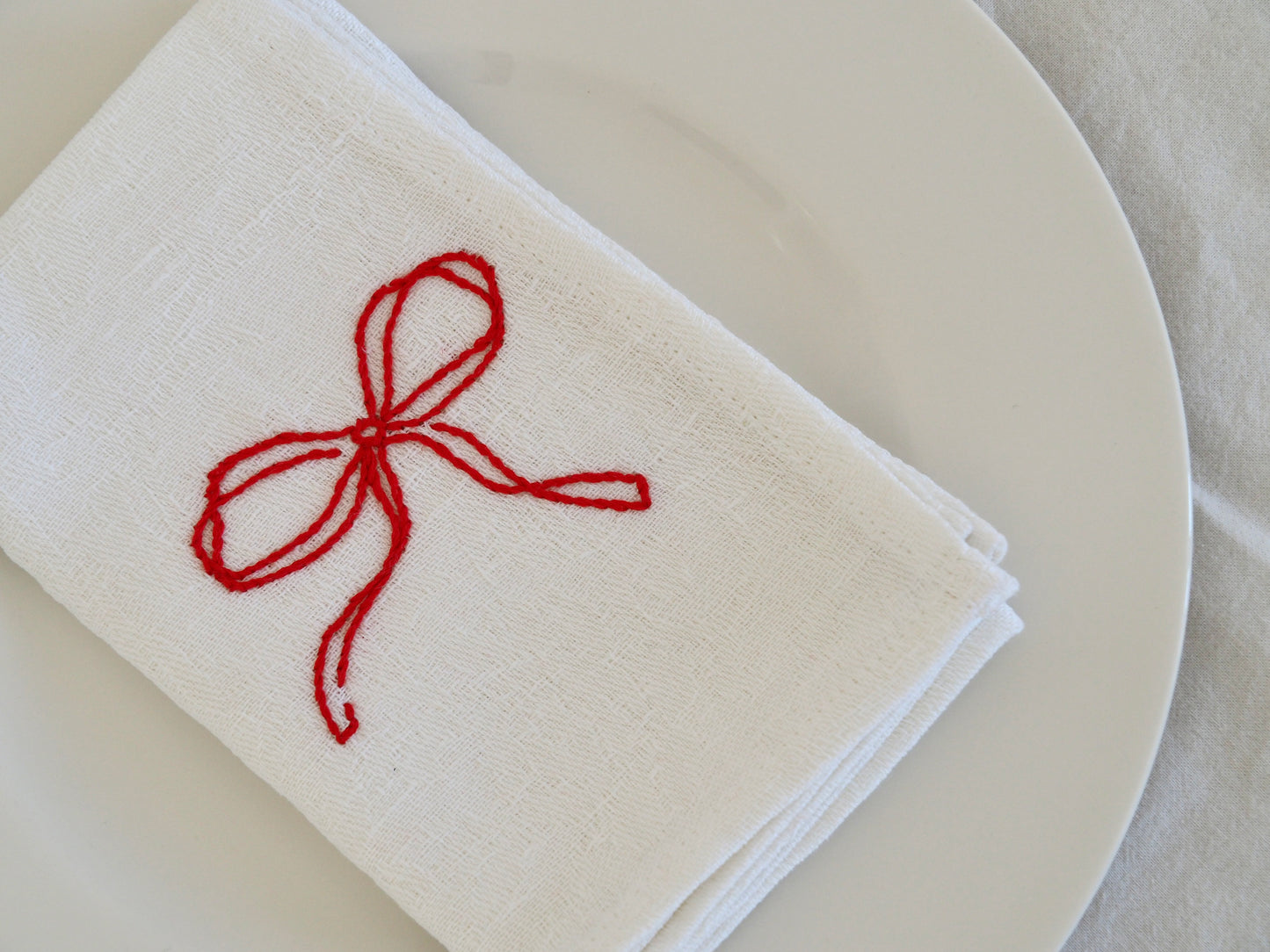 Embroidered Bow Napkin